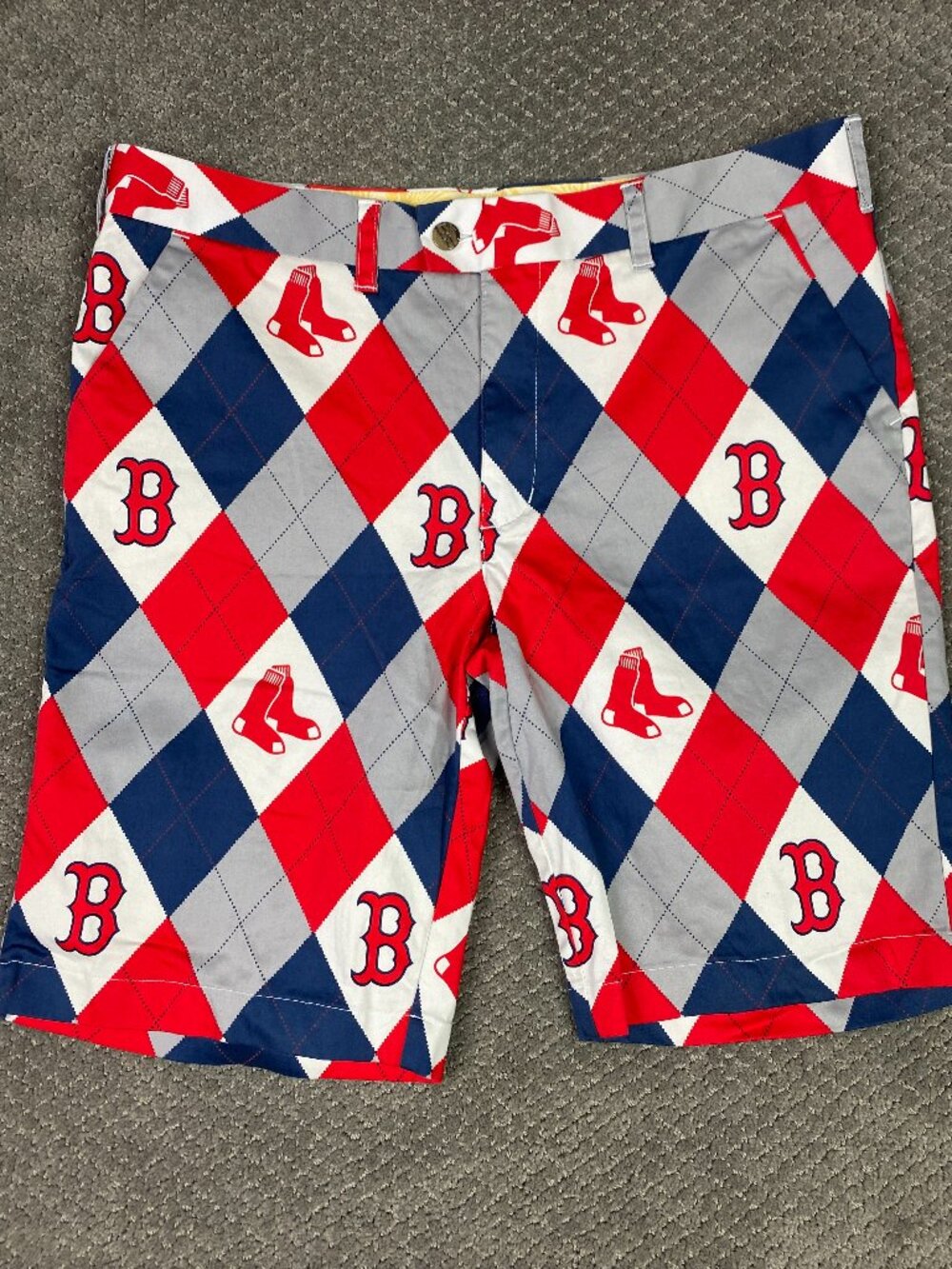 Loudmouth Boston Red Sox Shorts Men's 38 Red Blue Gray Golf All Over Print